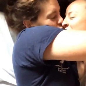 Danielle Wyatt kissing her girlfriend